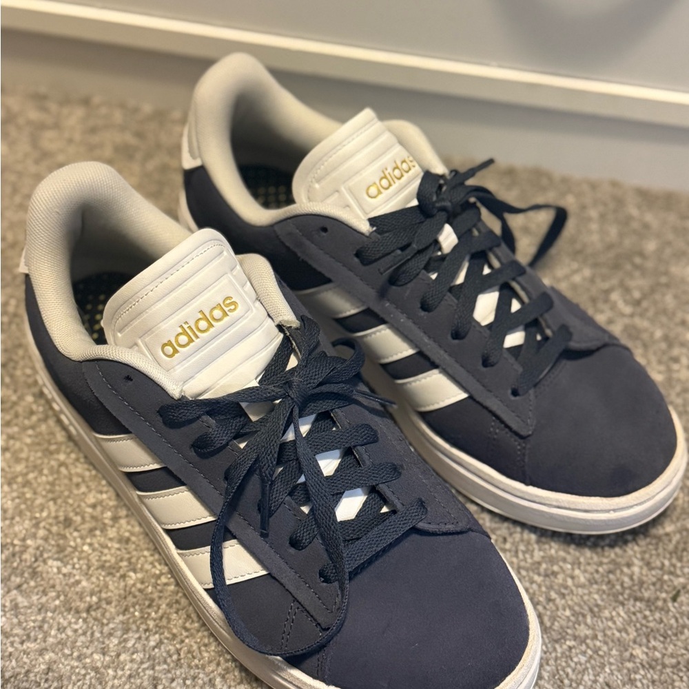 Adidas Dark Navy Sneakers with Suede Upper and White Sole
